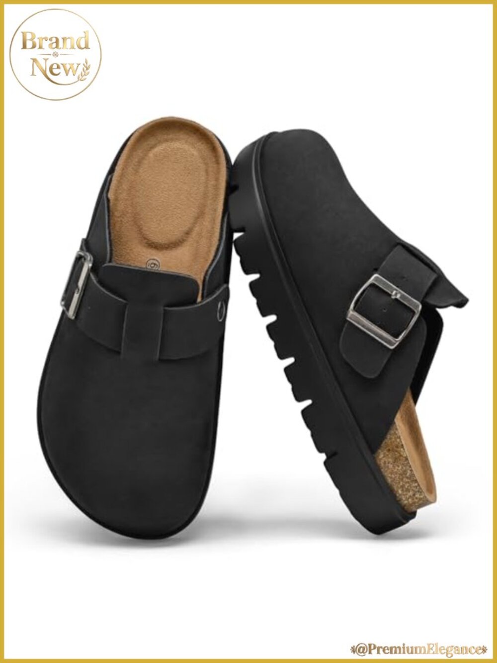 Platform Clogs Cork Footbed Mules Slip On Shoes with Arch Support